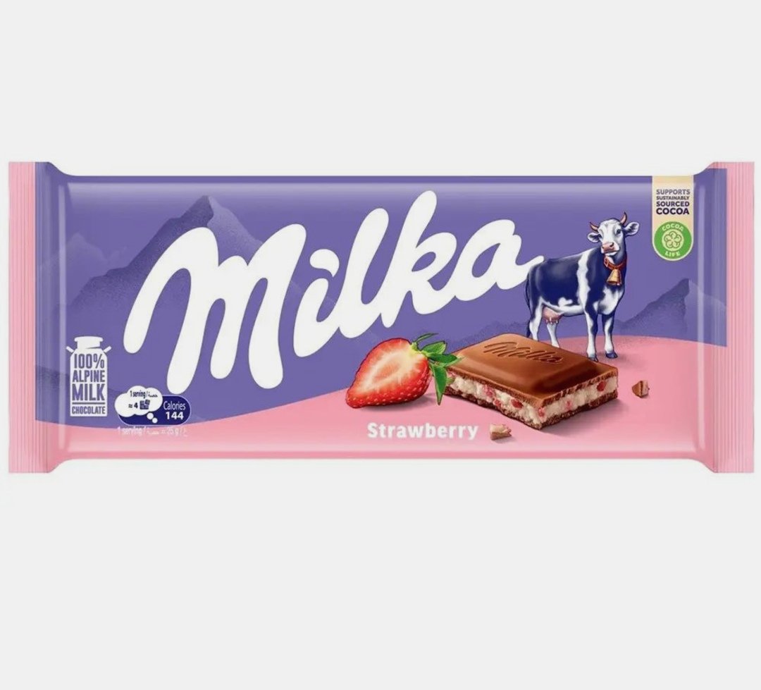 ميلكا شوكولاته بالحليب بالفراولة90 جم